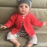 Coral Crochet Baby Sweater on baby